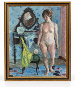 Gabino Rey – Standing Female Nude – Large Oil Painting