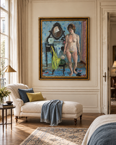 Gabino Rey – Standing Female Nude – Large Oil Painting