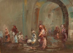 Escena de mercado - Óleo sobre panel - Autoría desconocida