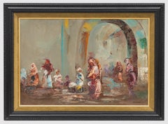 Escena de mercado - Óleo sobre panel - Autoría desconocida