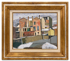 Rafael Griera – Snow-Covered Town – Oil on Canvas – 50 × 60 cm