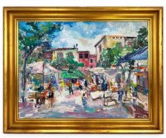 Enric Pinet Pamies – Village Market – Colorful Oil on Canvas