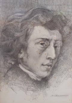 Retrato de Frederic Chopin - Dibujo a tinta - Firmado y enmarcado