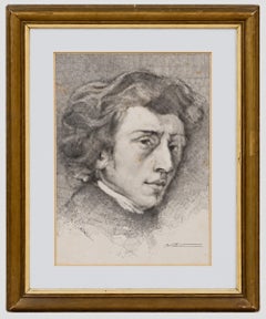 Retrato de Frederic Chopin - Dibujo a tinta - Firmado y enmarcado