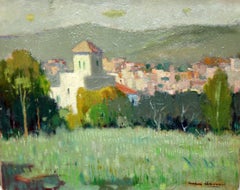 Paisaje con pueblo - Óleo sobre tela - Sin enmarcar
