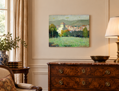 Paisaje con pueblo - Óleo sobre tela - Sin enmarcar