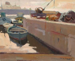 Un rincón del puerto de Barcelona - Óleo sobre tela - Año 1974 - Sin enmarcar