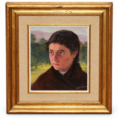 Enrique Lozano – Portrait of a Young Woman – Oil on Canvas
