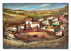 Juan Escoda – Festival d'un village espagnol – Peinture à l'huile