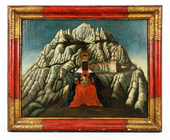 Escuela catalana – La Virgen de Montserrat con el Niño – Cuadro antiguo al óleo