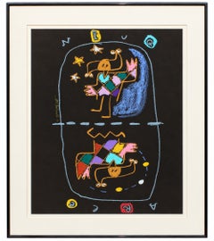 Surrealistische Harlekins – Mischtechnik – Signiert und gerahmt