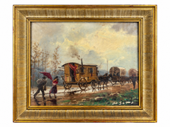 Rafael Fernández de Soto – Karawane im Regen – Öl auf Leinwand