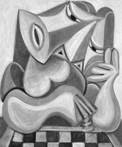Chess Player, Contemporary Oil on Canvas, 24x20 Inches, 2021