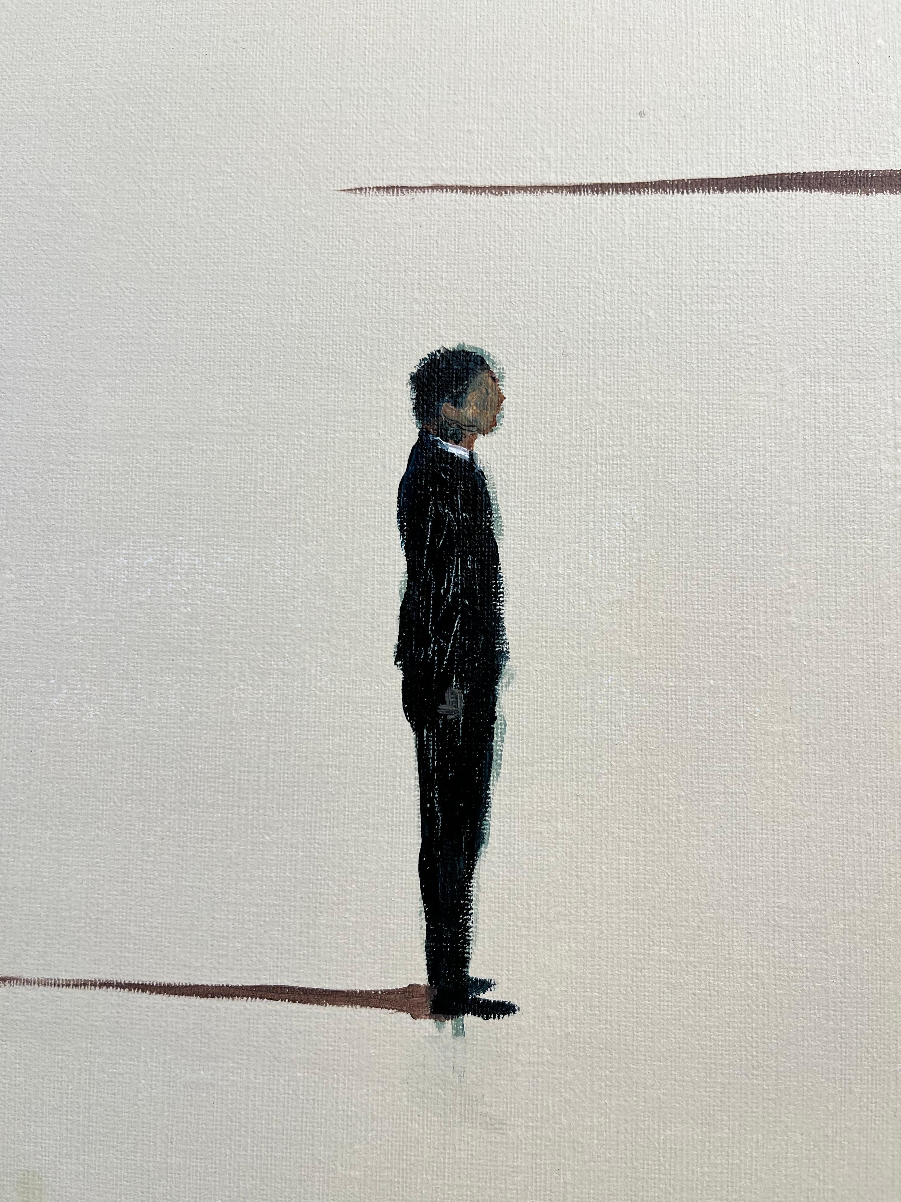 Contemporary Minimalistic Figurative Acrylic Painting on Canvas Light Colour For Sale 2