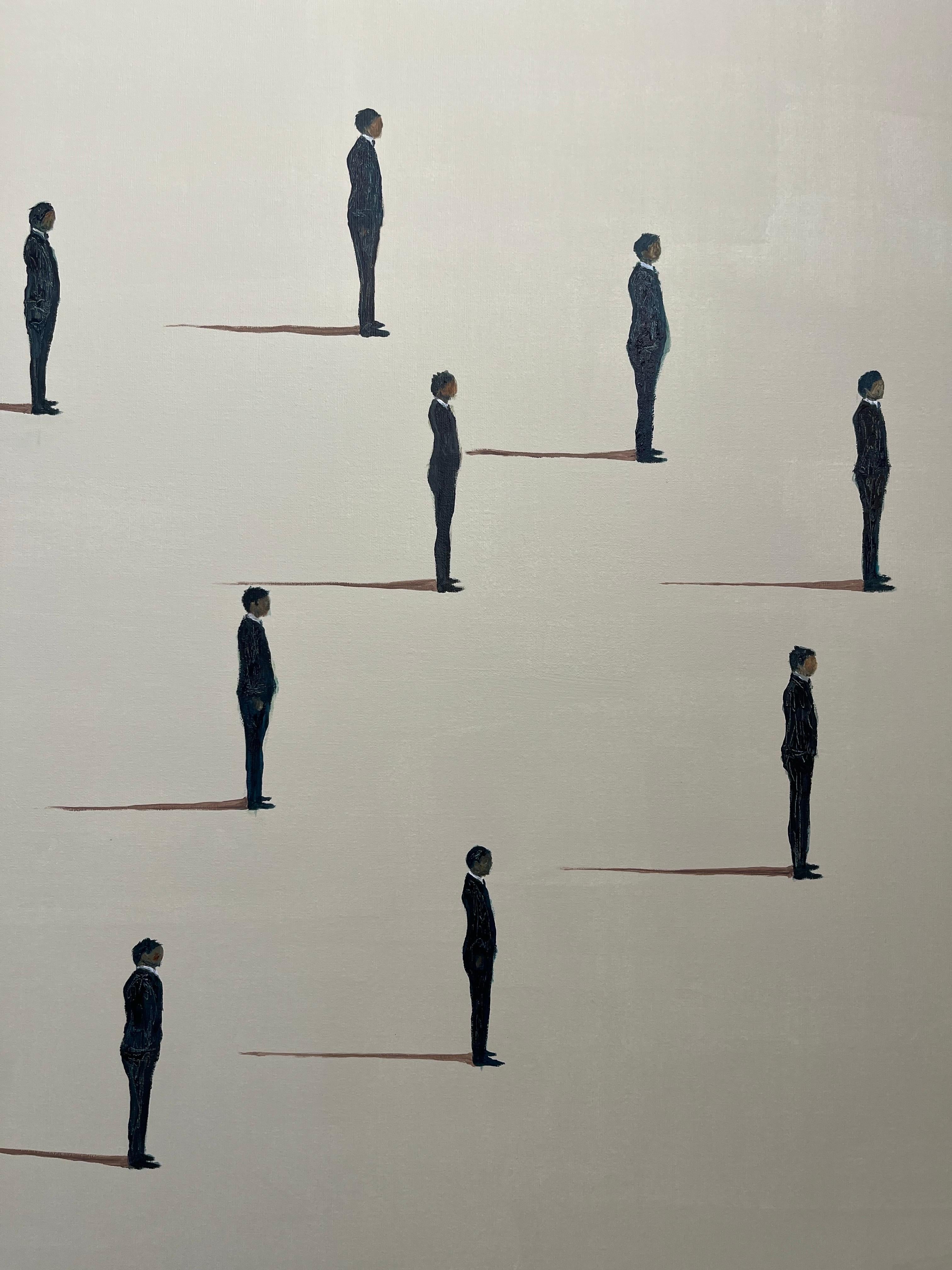Contemporary Minimalistic Figurative Acrylic Painting on Canvas Light Colour - Beige Portrait Painting by Amlcar River M