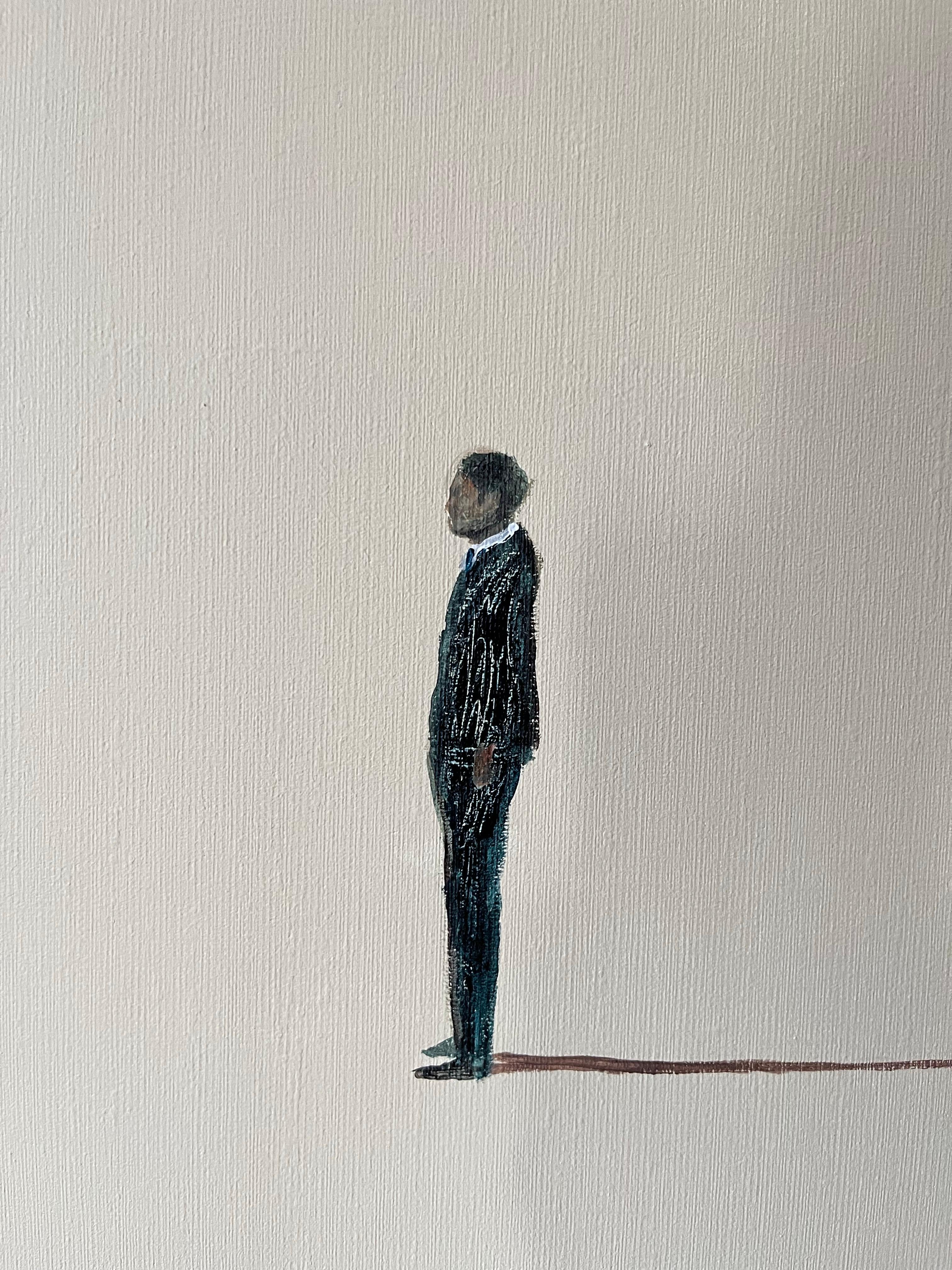 Contemporary Minimalistic Figurative Acrylic Painting on Canvas Light Colour For Sale 1