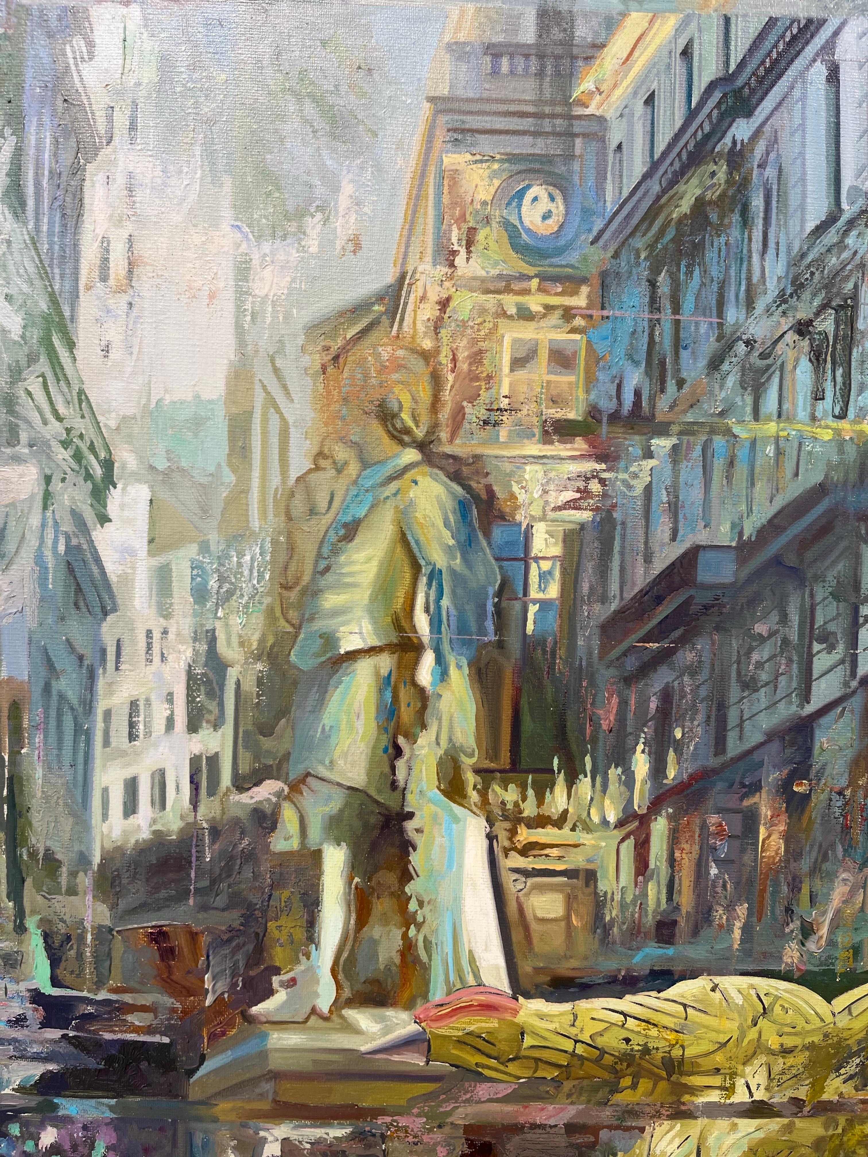 Zeitgenössischer Impressionismus - Stadtbild Ölgemälde auf Leinwand - Blend 65 im Angebot 3