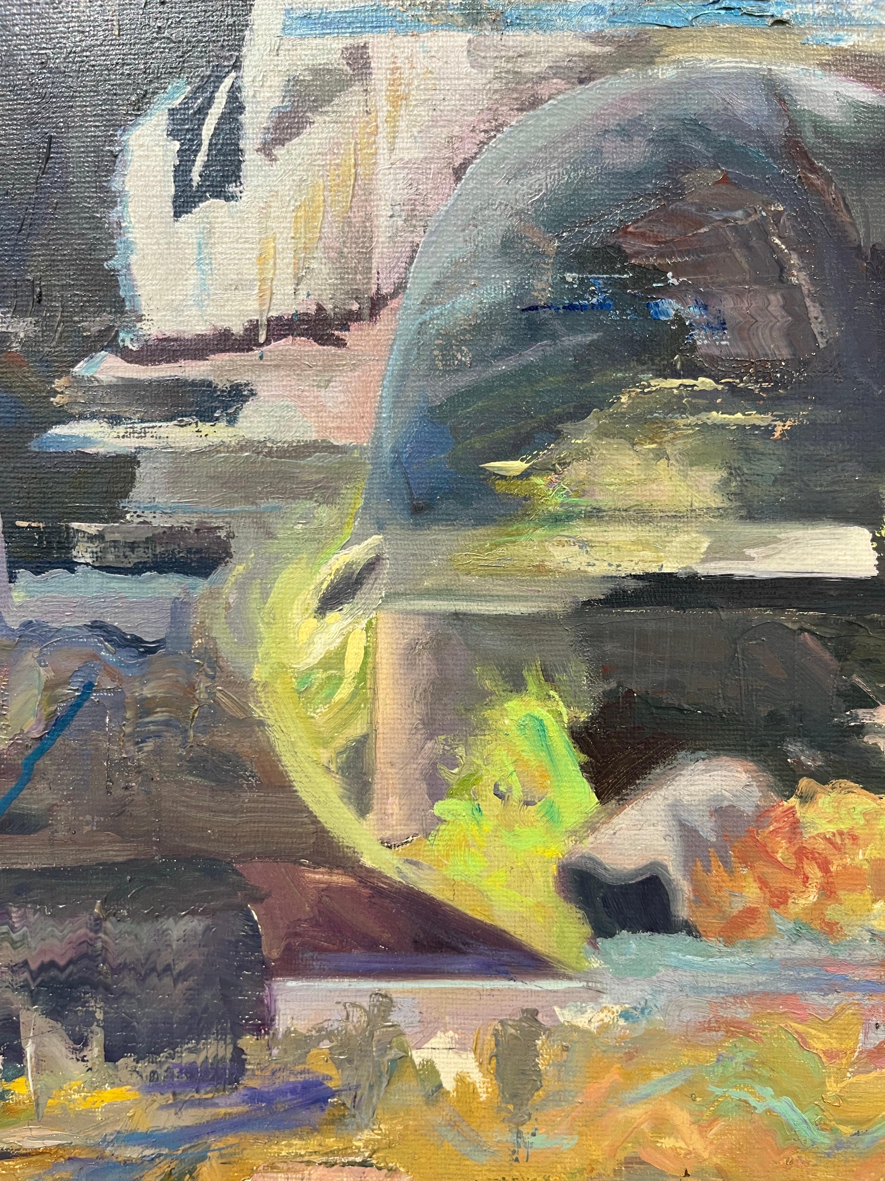 Zeitgenössischer Impressionismus - Stadtbild Ölgemälde auf Leinwand - Blend 65 im Angebot 4