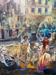 Impressionismo contemporaneo - Pittura a olio su tela con paesaggio urbano - Blend 65