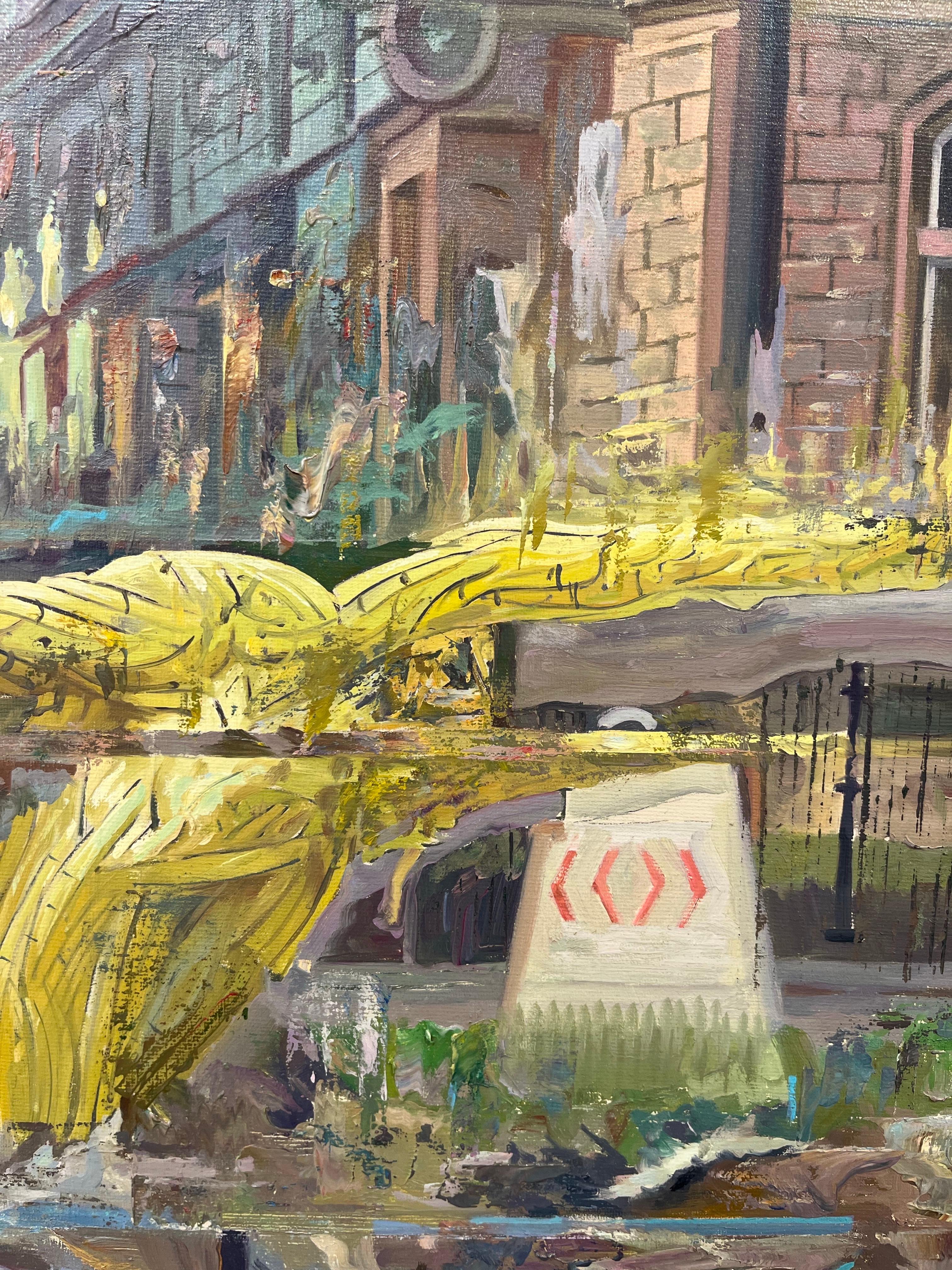 Zeitgenössischer Impressionismus - Stadtbild Ölgemälde auf Leinwand - Blend 65 im Angebot 5