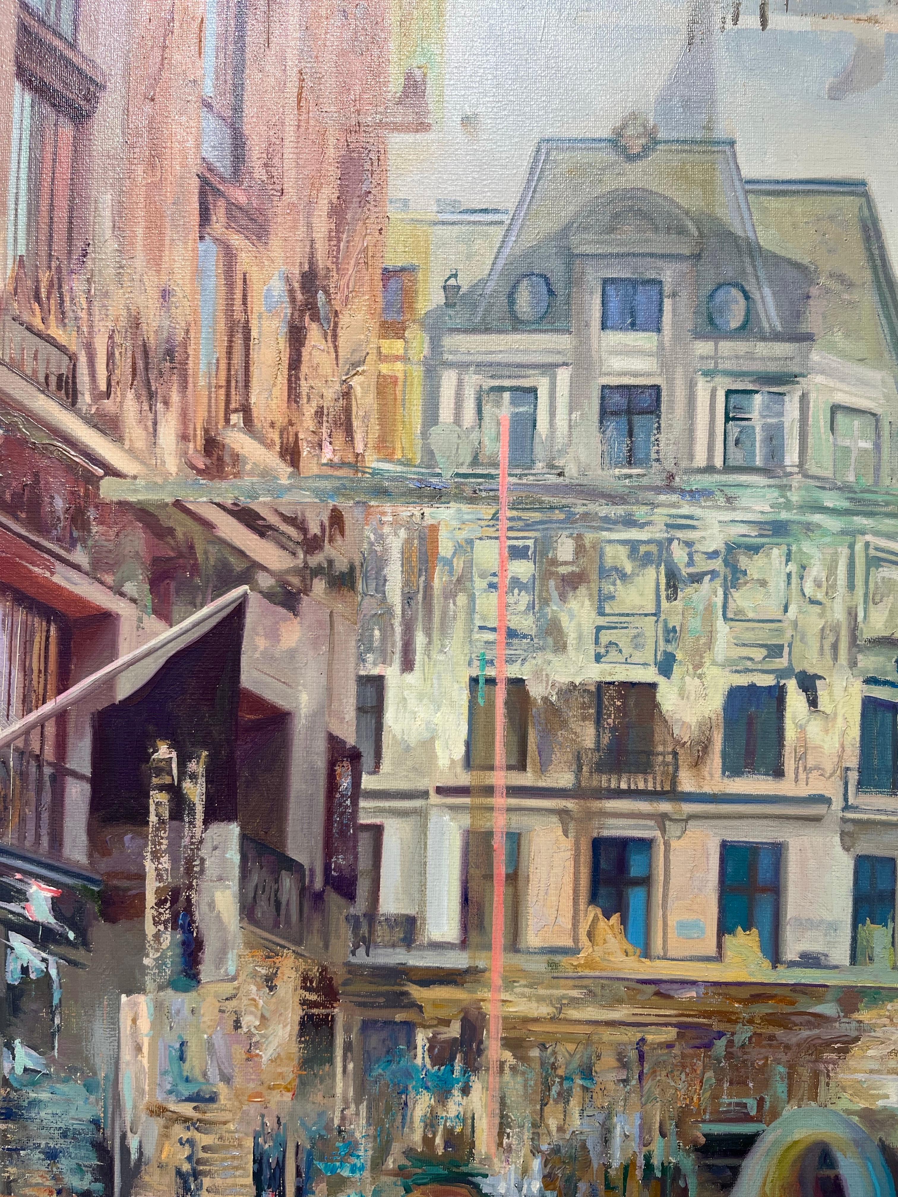 Zeitgenössischer Impressionismus - Stadtbild Ölgemälde auf Leinwand - Blend 65 im Angebot 2