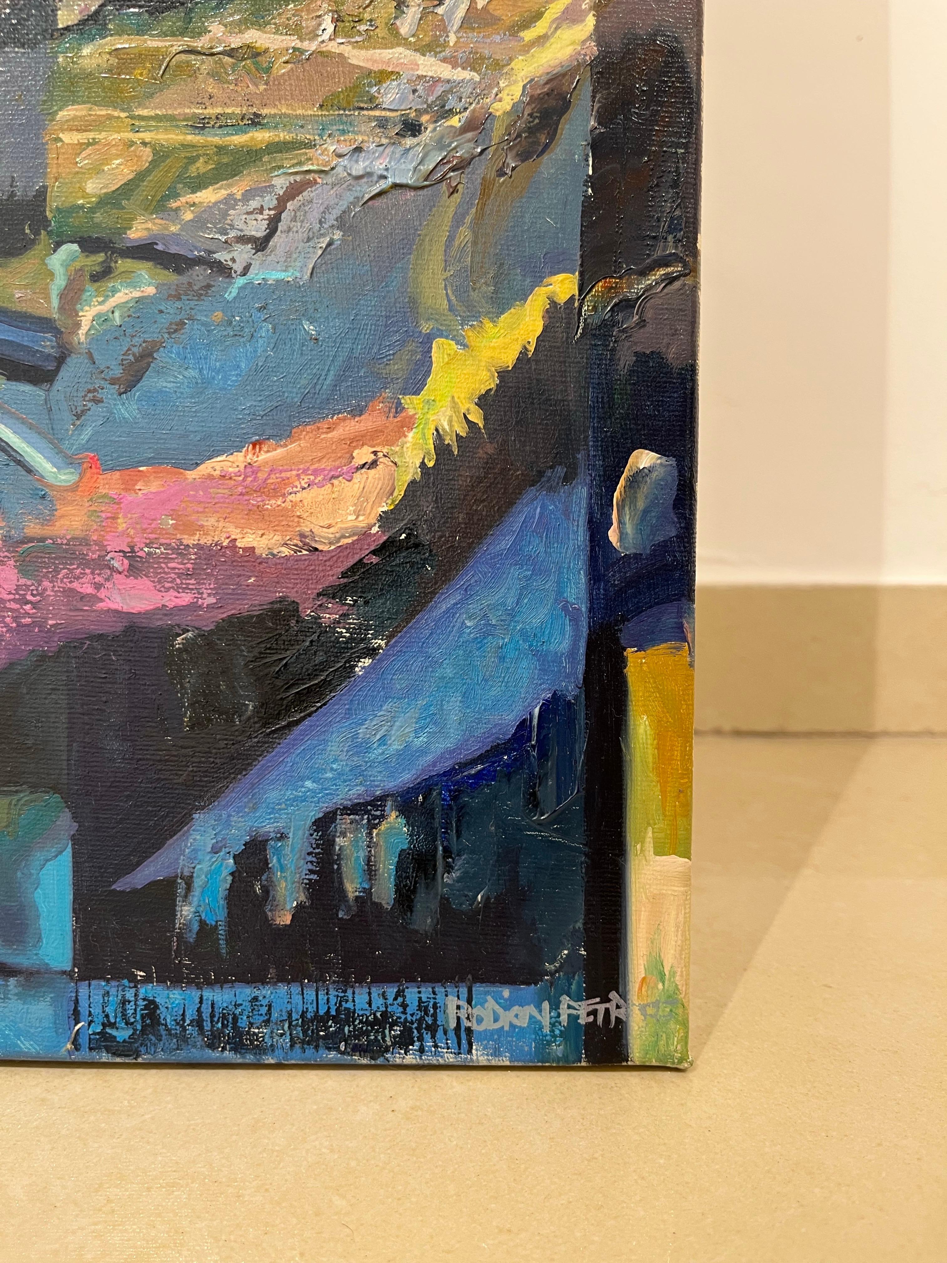 Zeitgenössischer Impressionismus - Stadtbild Ölgemälde auf Leinwand - Blend 65 im Angebot 6