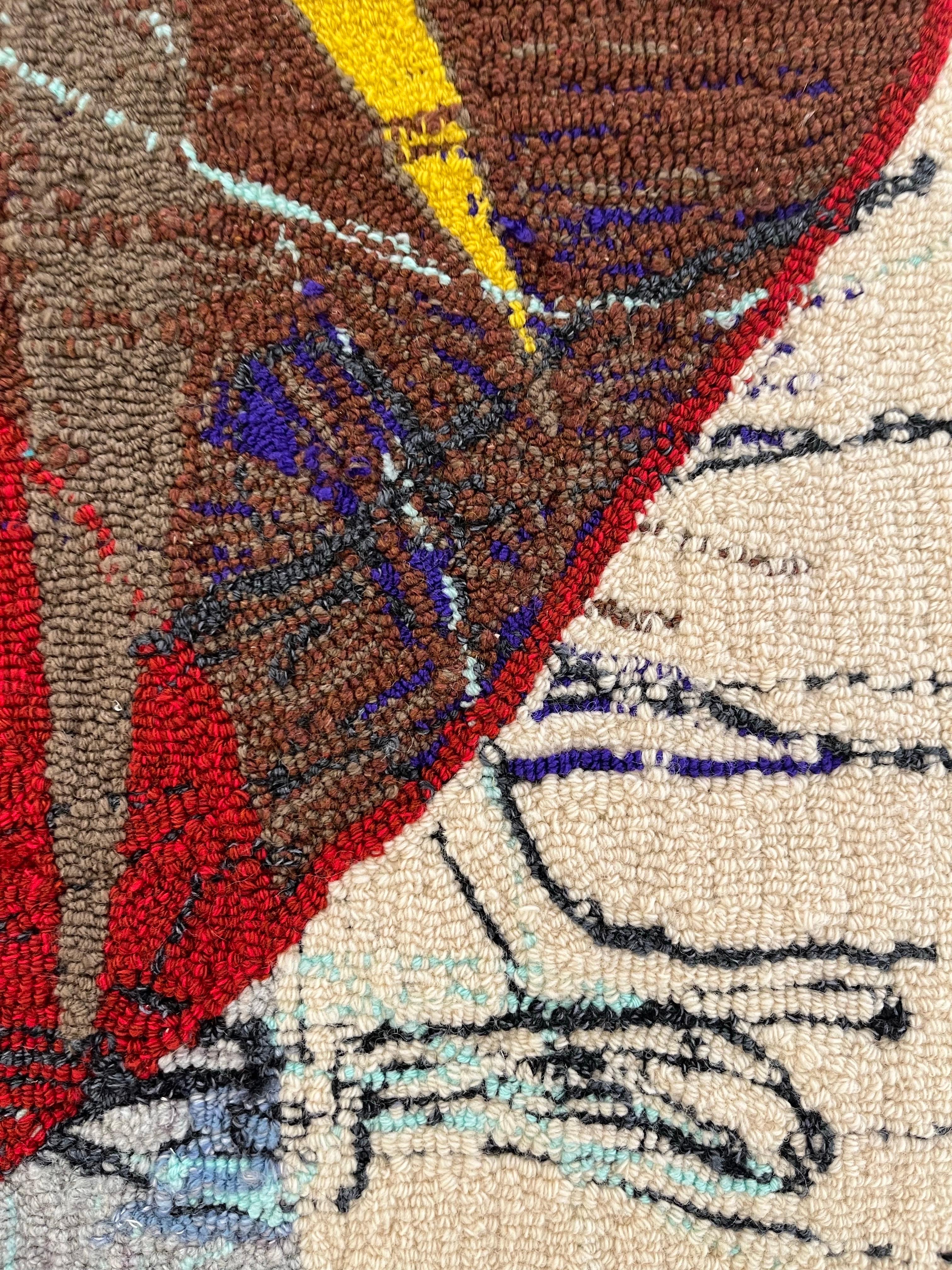 Textile d'art contemporain tufté à la main - Fils mélangés sur toile - 