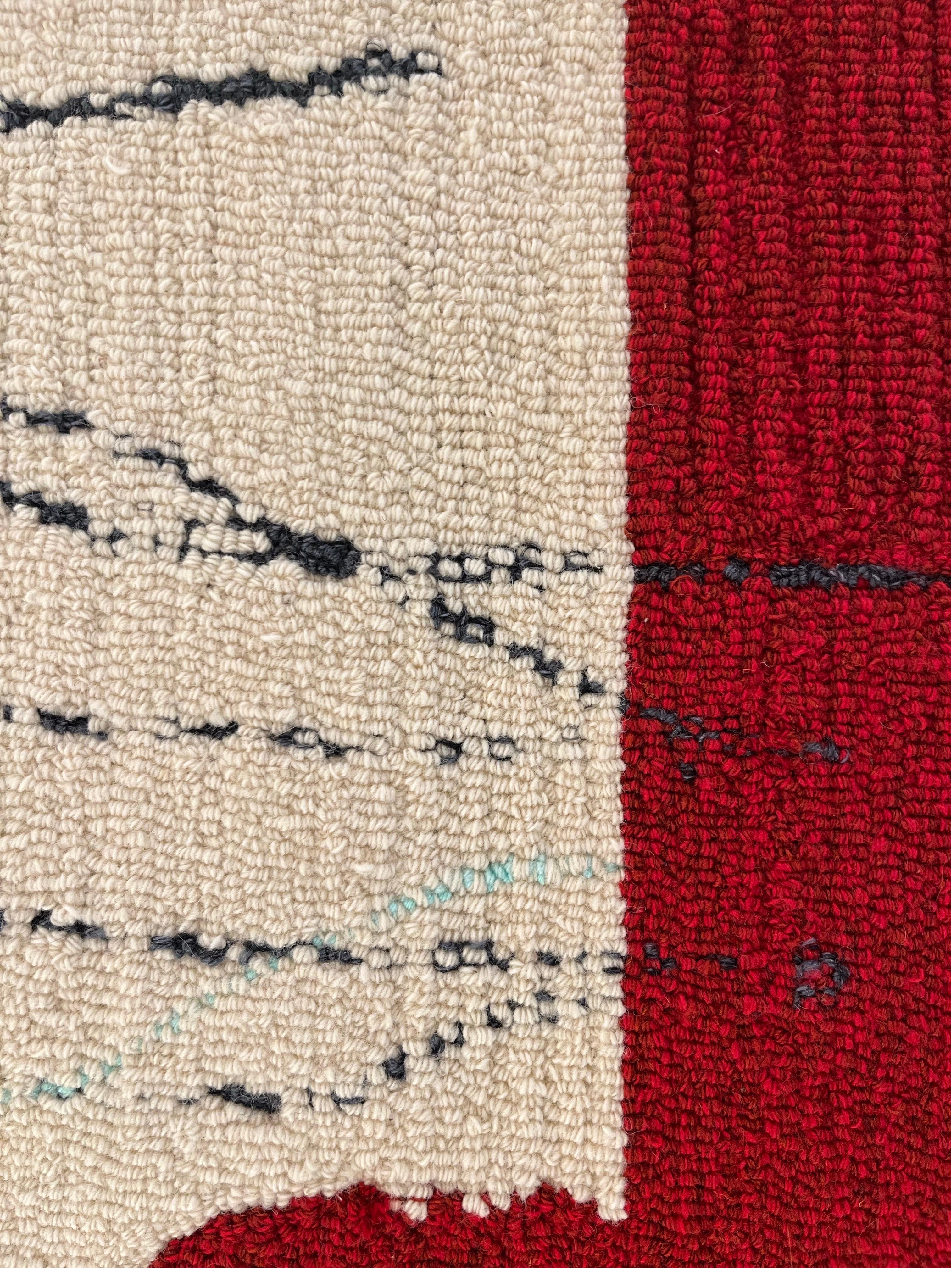 Textile d'art contemporain tufté à la main - Fils mélangés sur toile - 