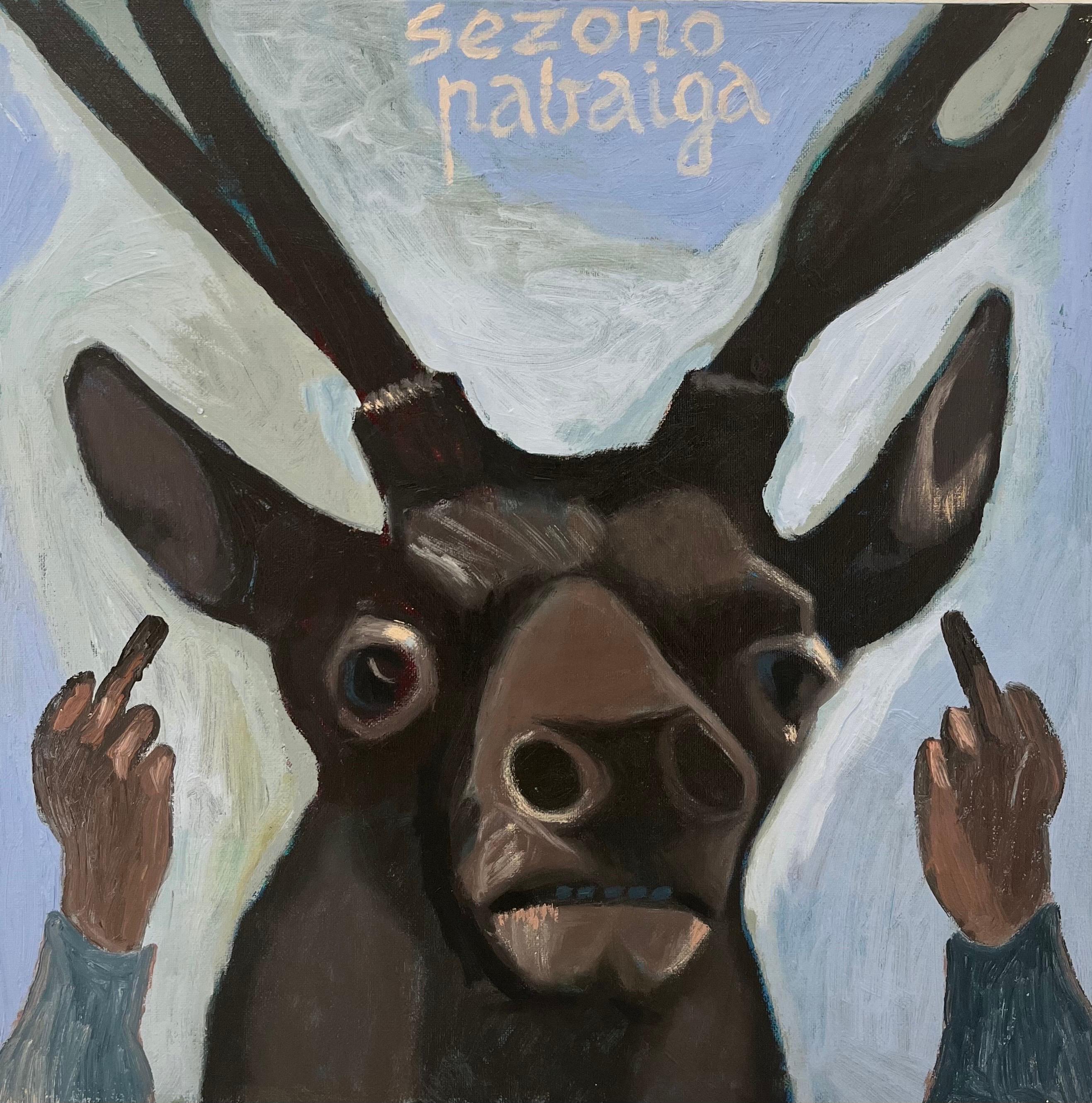 Oil on canvas painting by established Lithuanian artist  - Fun - Fauna For Sale 4