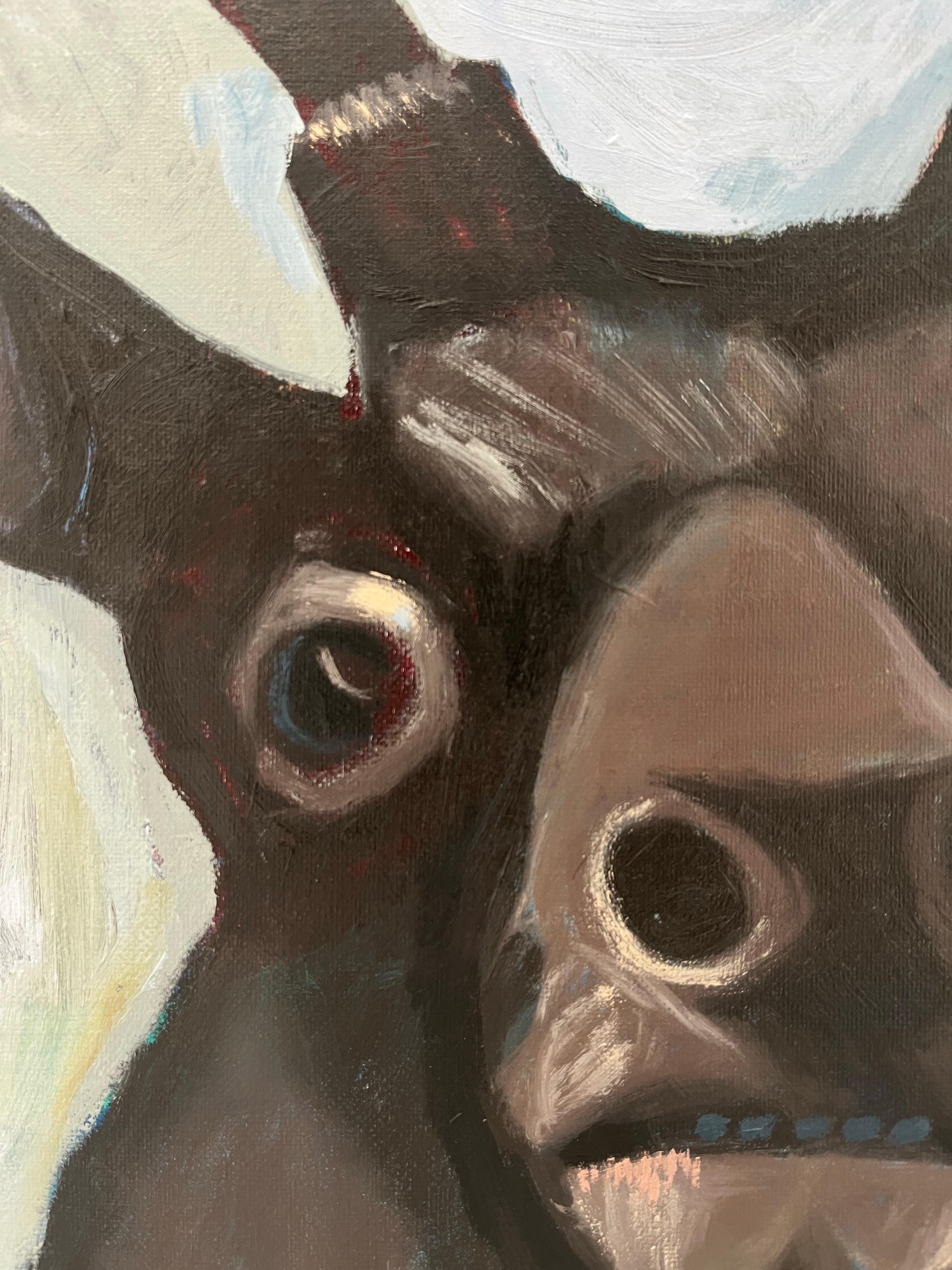 Oil on canvas painting by established Lithuanian artist  - Fun - Fauna - Painting by Raimondas Gailiunas