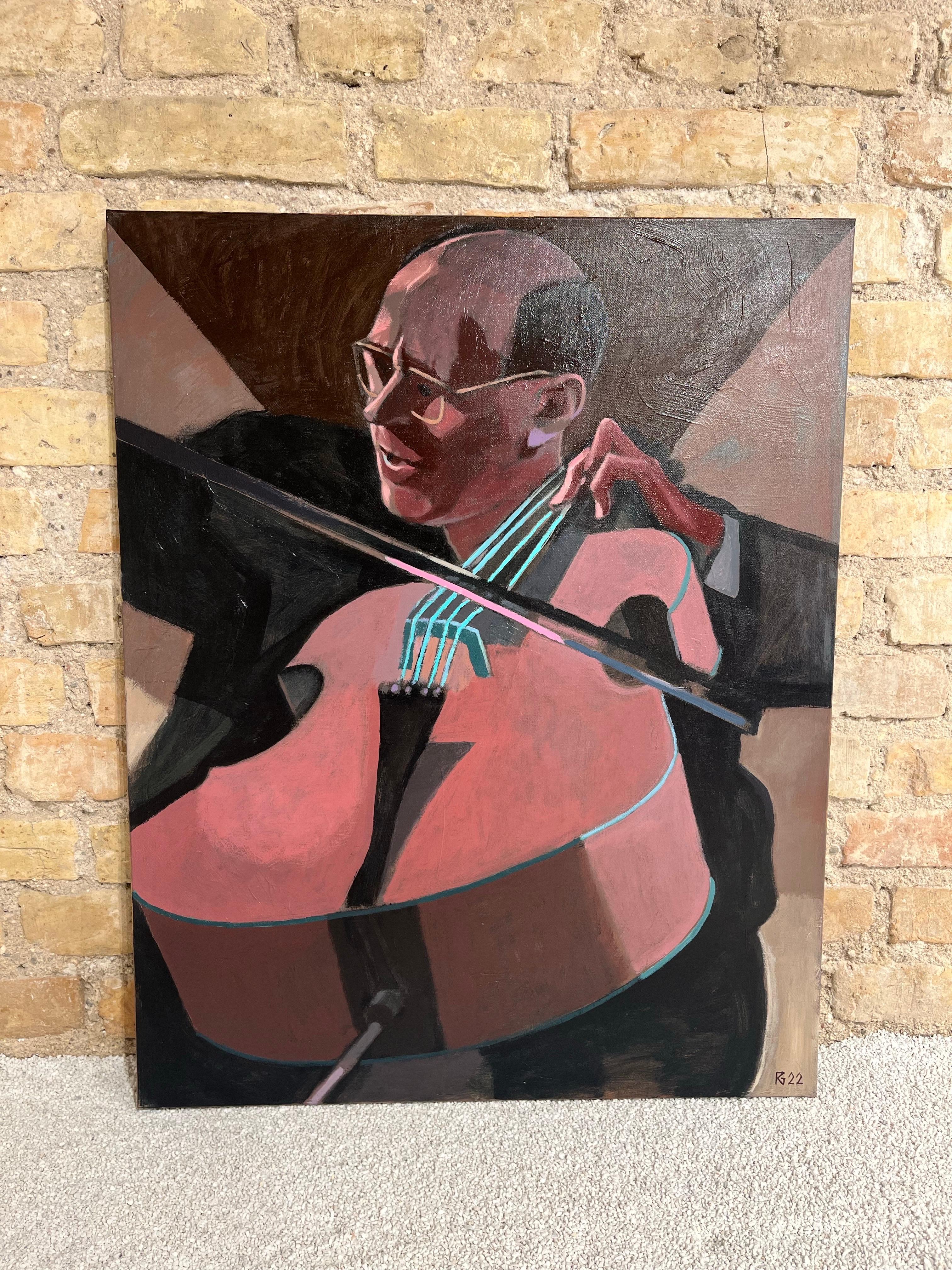 Acrylgemälde eines etablierten litauischen Malers - kultureller Kommentar - Musik im Angebot 4