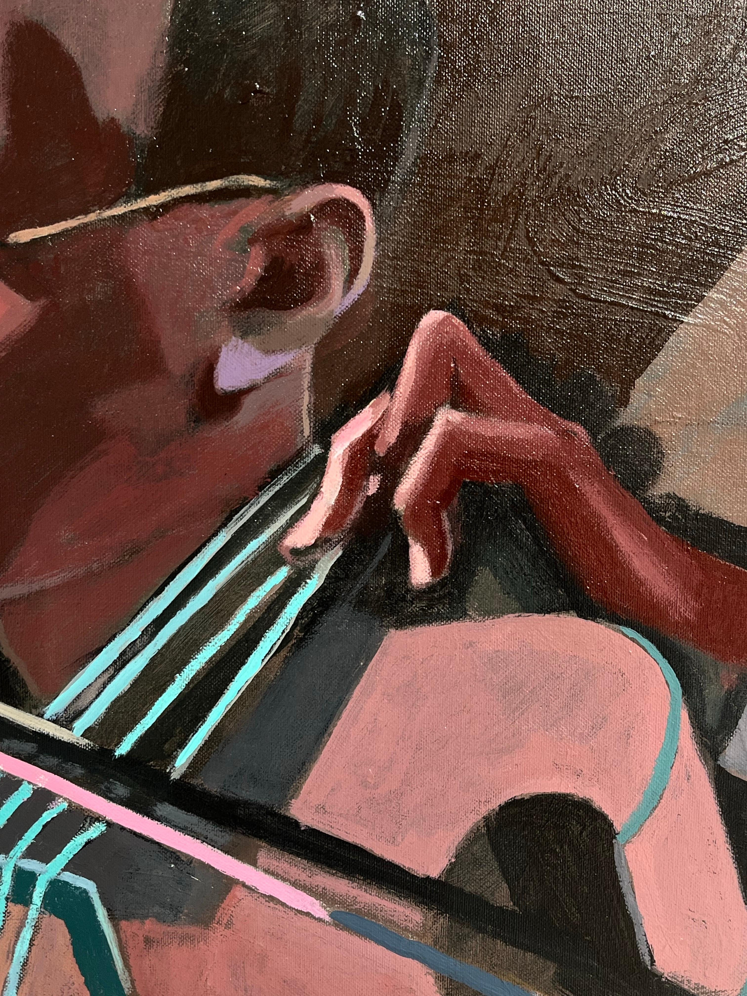 Acrylgemälde eines etablierten litauischen Malers - kultureller Kommentar - Musik im Angebot 1