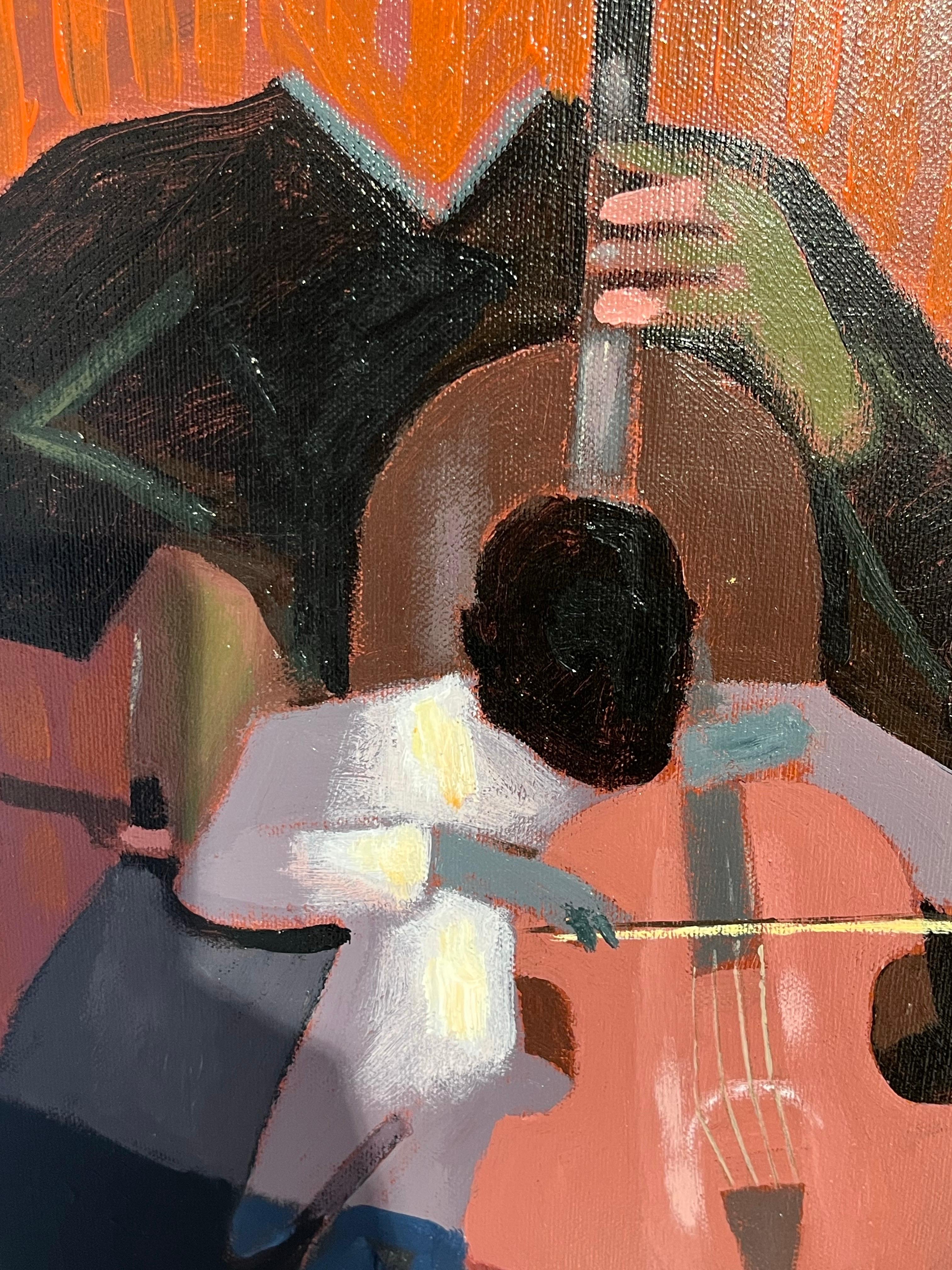 Acrylgemälde eines etablierten litauischen Malers - kultureller Kommentar - Musik – Painting von Raimondas Gailiunas 