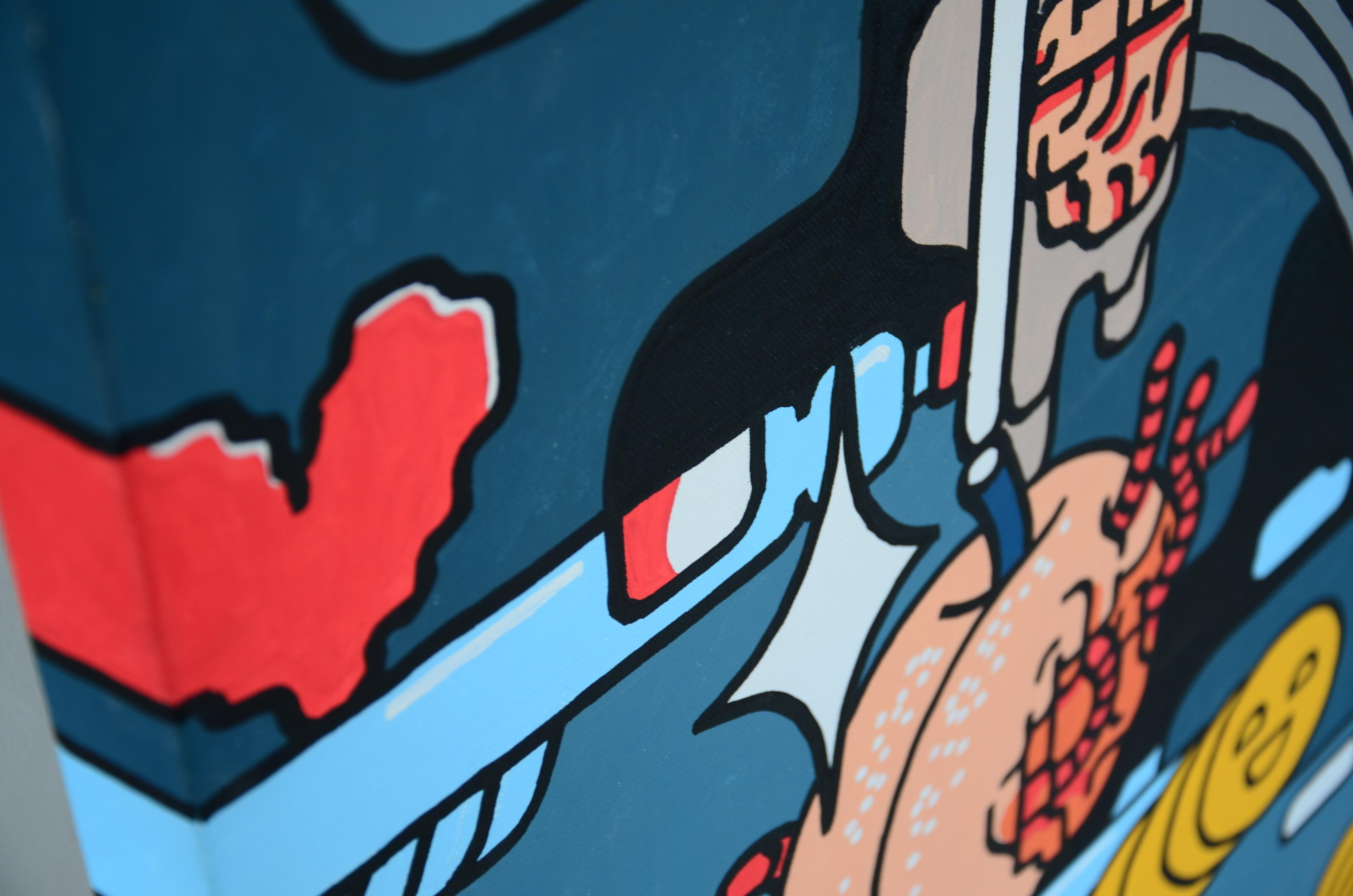 „Life and Science“ –  Acrylgemälde des bedeutenden Straßenkünstlers aus Vilnius im Angebot 2