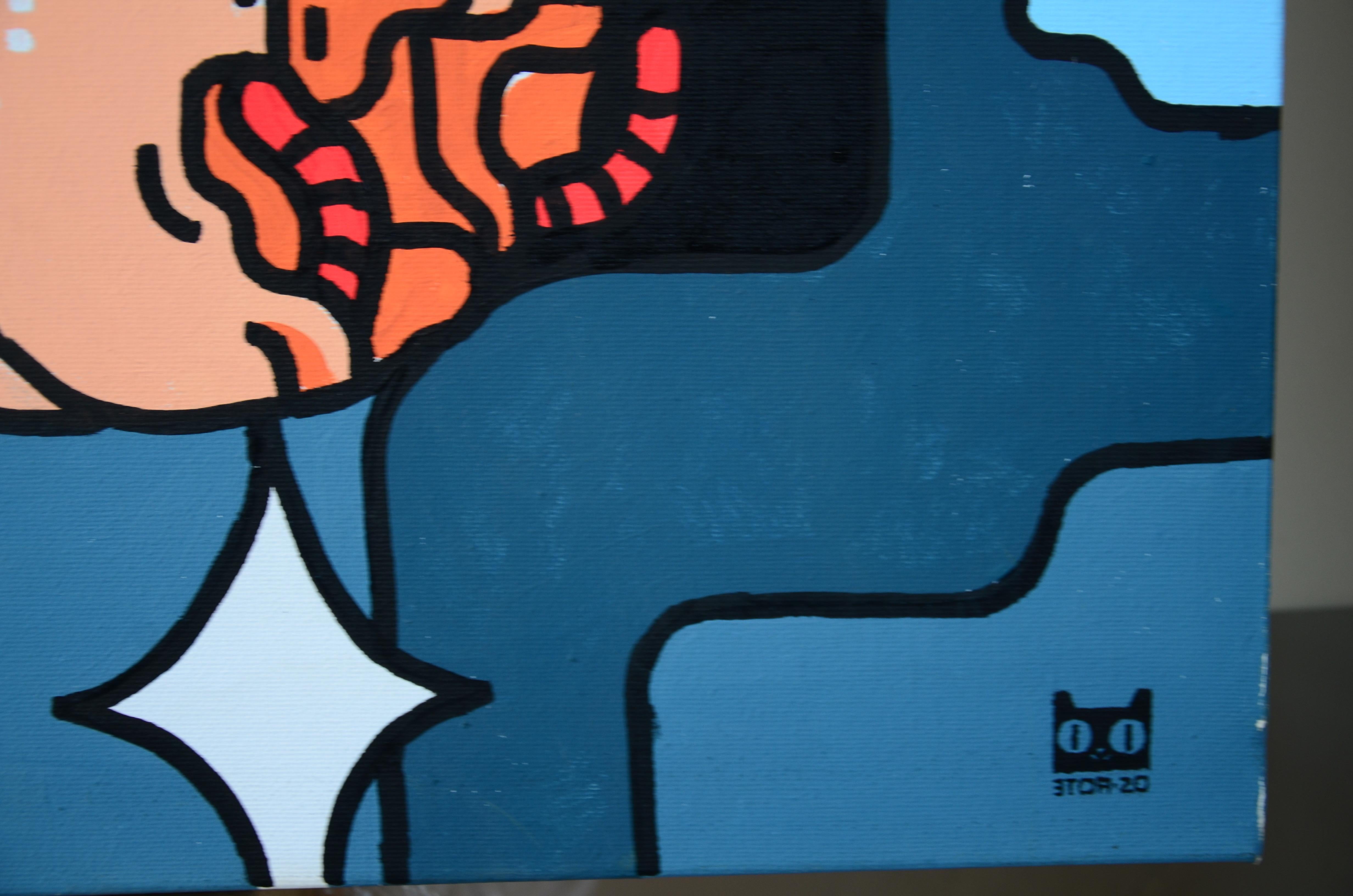 „Life and Science“ –  Acrylgemälde des bedeutenden Straßenkünstlers aus Vilnius im Angebot 3