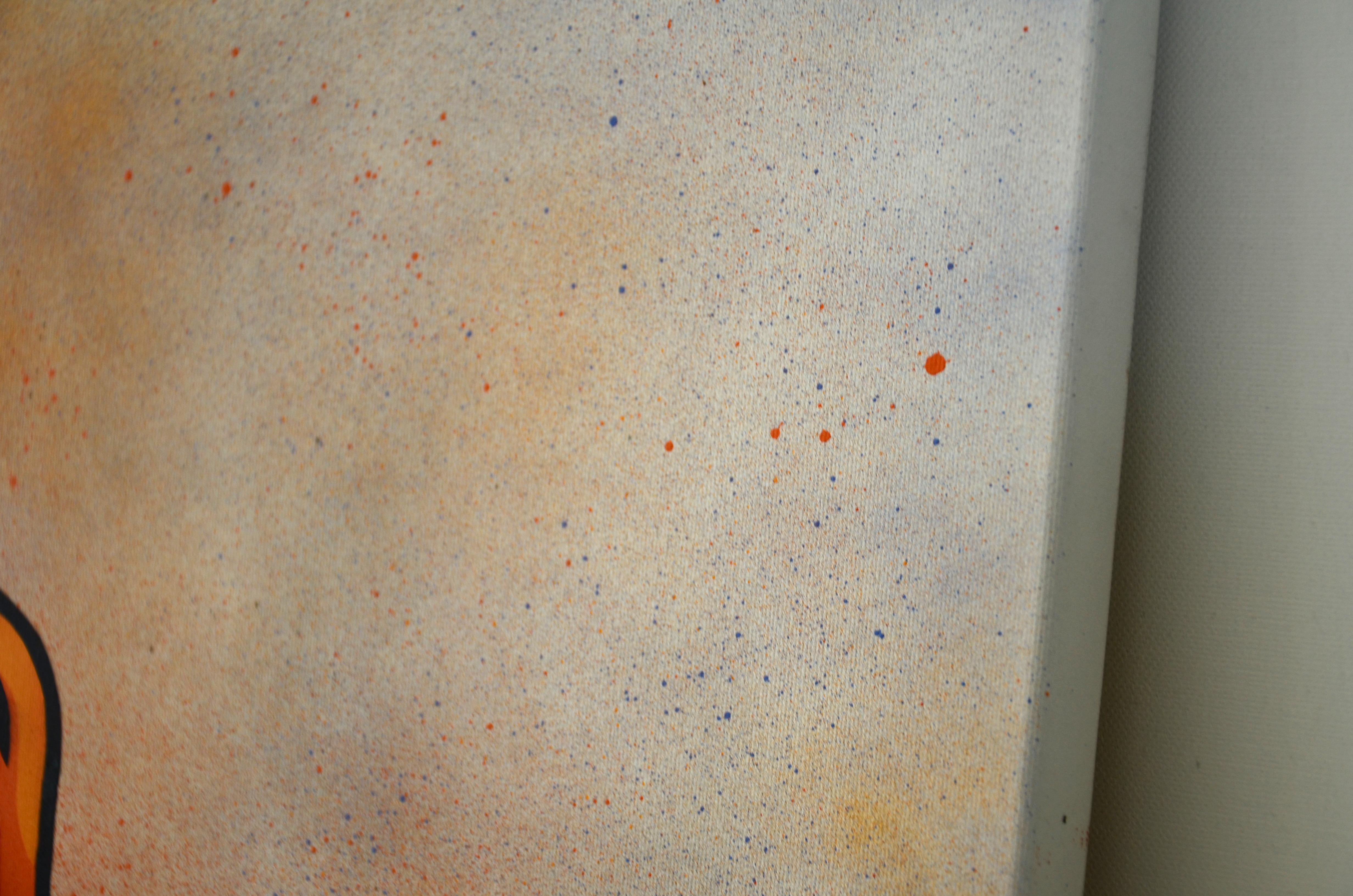 „Flower on a Table“ –  Acrylgemälde des bedeutenden Straßenkünstlers aus Vilnius im Angebot 1