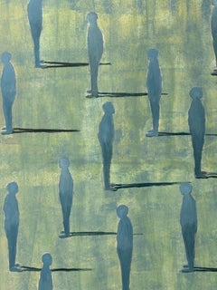 Contemporary Acrylic on Canvas Painting - Isolated Figures in Colour-soake Space