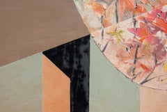 Contemporary Abstract Architectural Landscape Oil on Canvas in Pastel Colors