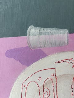 Contemporary Abstract Figurative Painting in Pastel Colors, Acrylic on Canvas