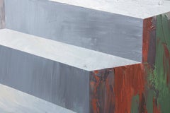 Contemporary Abstract Architectural Landscape in Blue and Gray