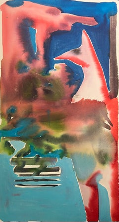 Abstract Watercolor Painting, Expressive Shapes, Vibrant Colors