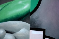 Lebendiges Blumenstillleben, großformatiges Sprühfarben-Triptychon, Blumen in einer Vase