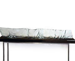 Monumental Contemporary Abstract Deep-Relief Thick Fused Glass on Wood Sculpture
