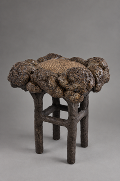 Escultura botánica de cerámica en arcilla negra esmaltada, 2019