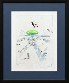 Trenches, Original Etching with Watercolor, 1967, Signed