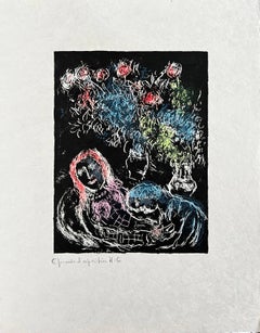 Couple Sur Fond Noir II, Original Lithograph, Modern, 1974, Framed, Excellent