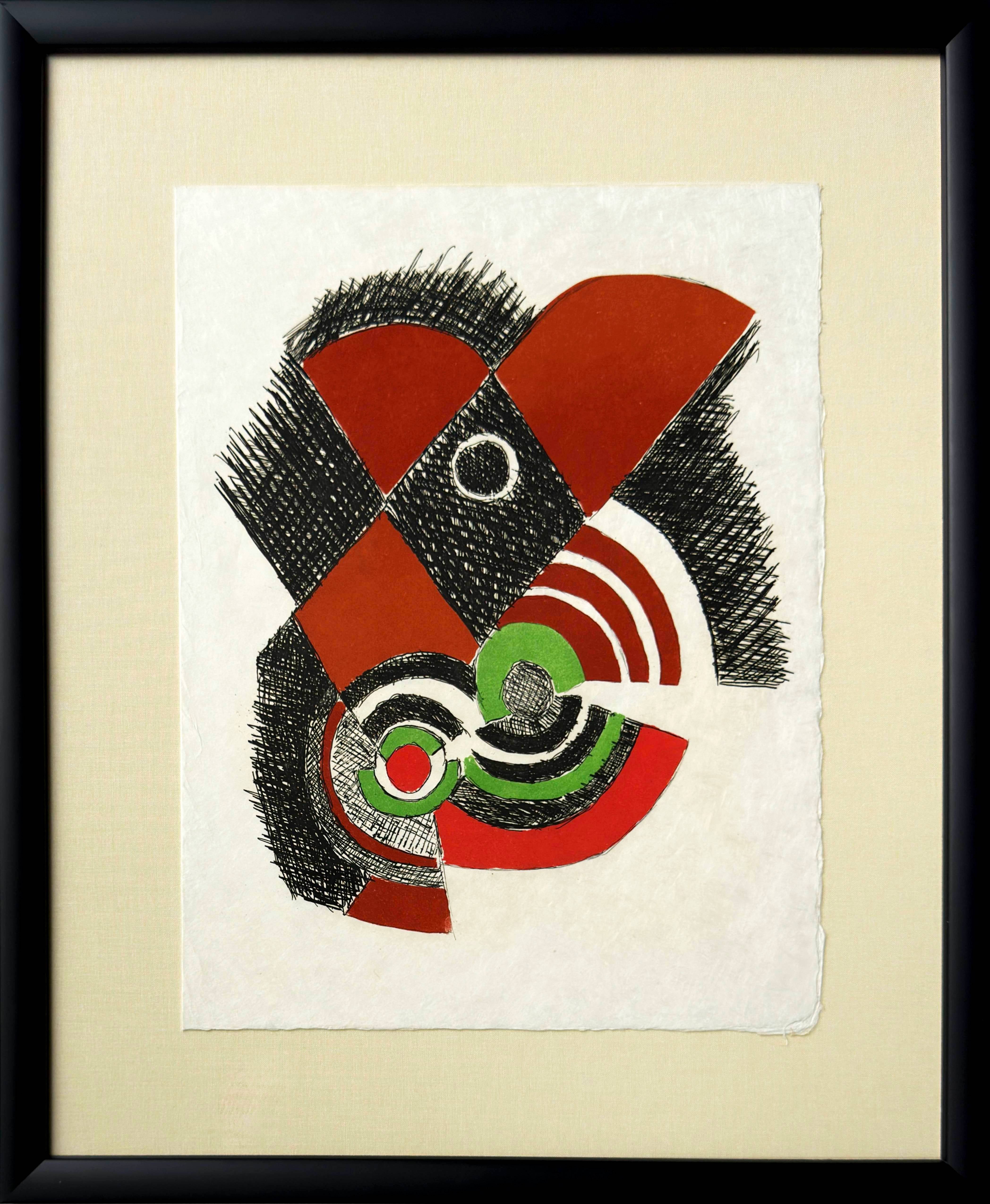 «Juste Présent», litografía original, contemporánea, 1961, enmarcada - Mixed Media Art de Sonia Delaunay