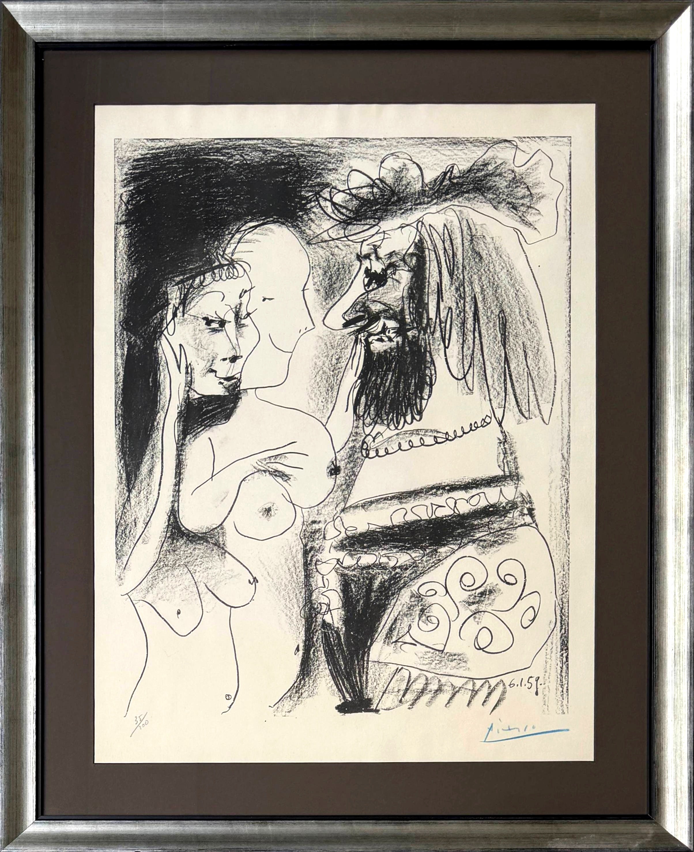 „Le Vieux Roi“ – Lithografie von Picasso, moderner Stil, signiert, Ausgabe von 1959