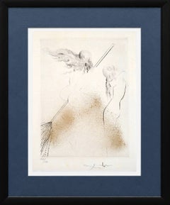Sorcière au Balai Drypoint Etching, Surrealist, Signed, 142/145, 1969