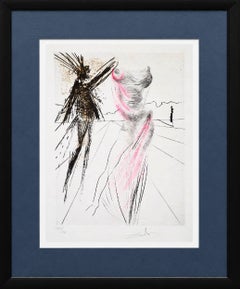 Il busto, incisione originale a puntasecca, surrealista, 1969, firmata